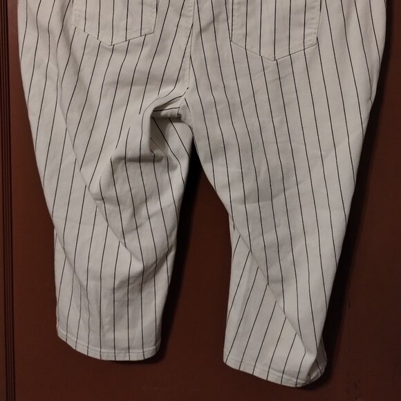 Cato Women's White/OFF WHITE Pinstriped Capri Jeans Size 22W - Picture 4 of 4